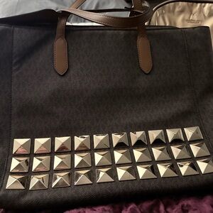 Michael Kors Black Tote with Silver Accents